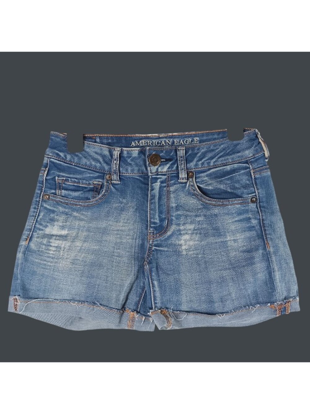 American Eagle MIDI Super Stretch Denim Shorts Womens 4 Blue 27x4 Summer Beach